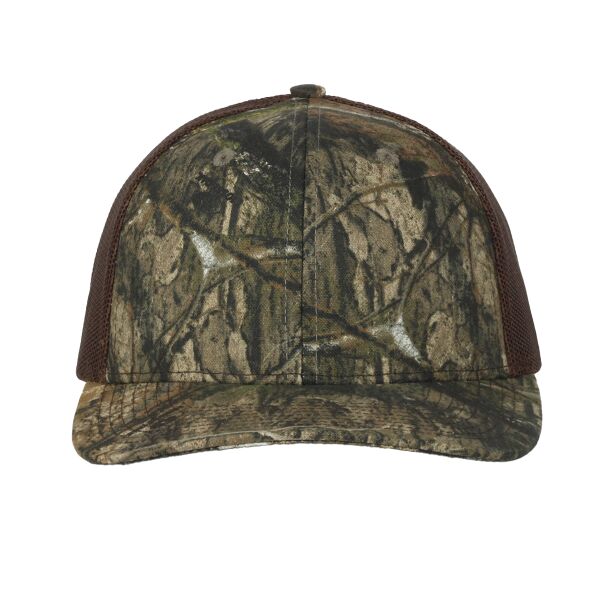 Structured Camo Trucker With Solid Mesh Back Hat Thumbnail