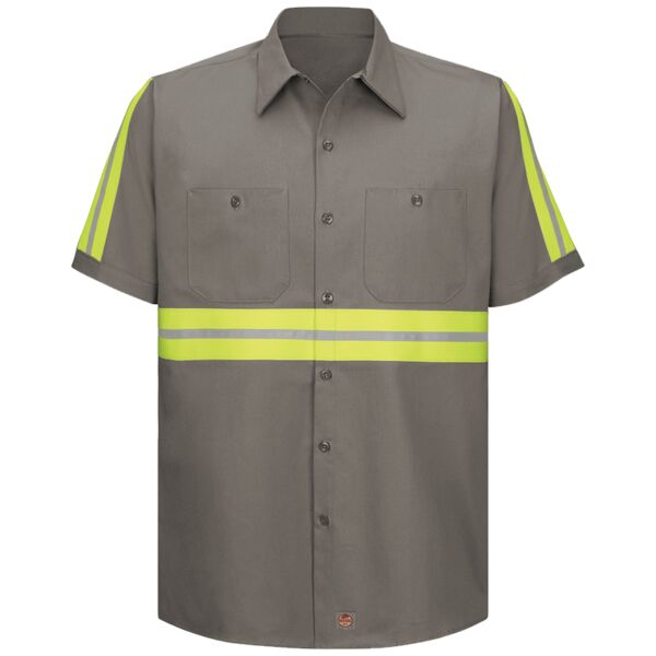 Men's Tall Enhanced Visibility Short Sleeve Cotton Work Shirt Thumbnail